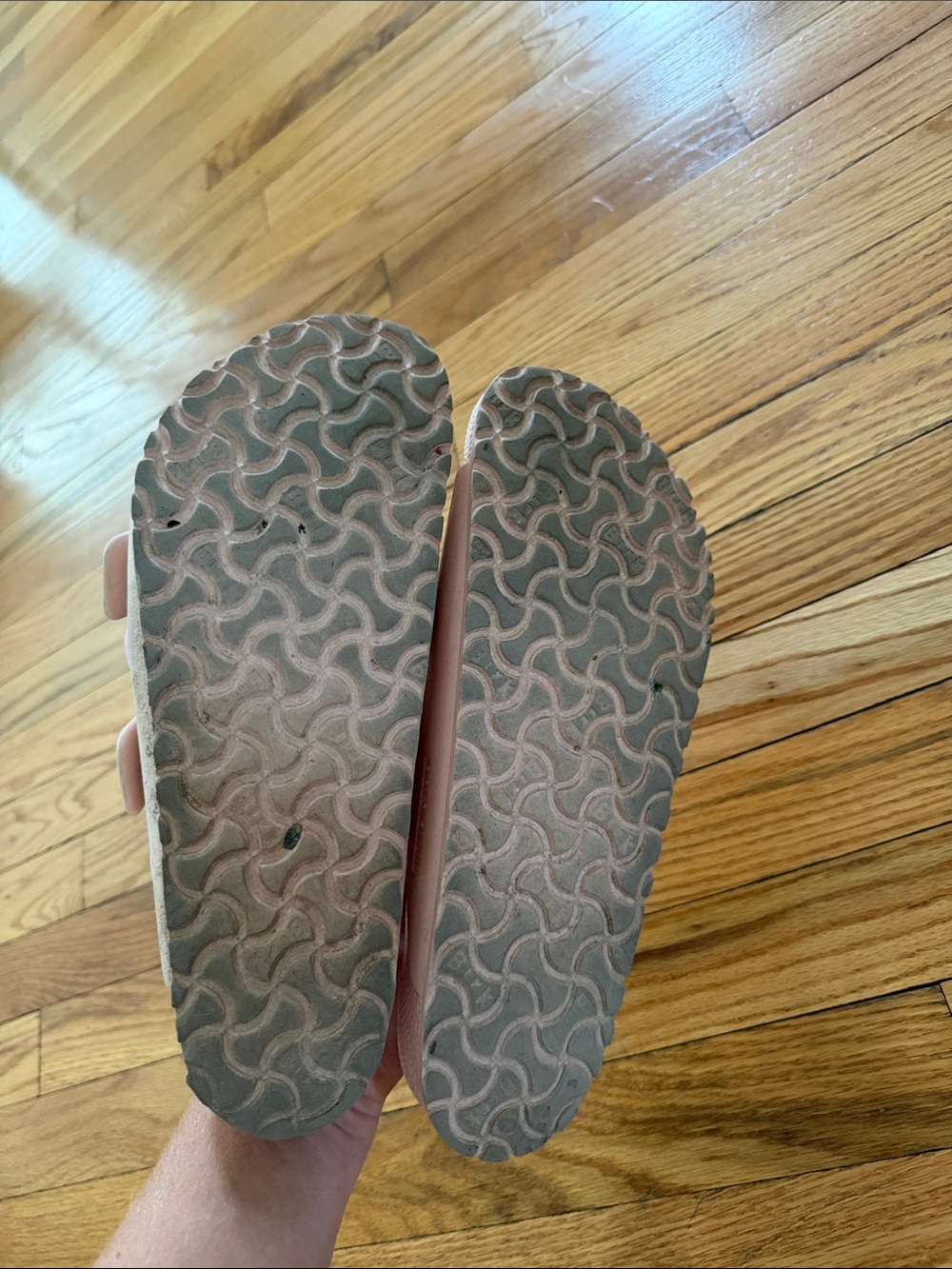 Birkenstock Pink EVA Arizona Slides with Rose Gold Buckles - Picture 5 of 5